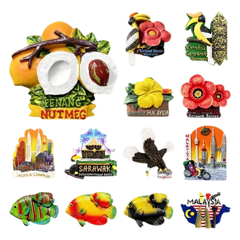 Home Decor Kuala Lumpur - Magnesy na lodówkę 3D Malezja, naklejki