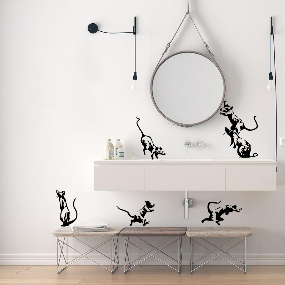 Home Decor Vinyl Flooring - 5 sztuk Banksy toaleta szczury naklejka