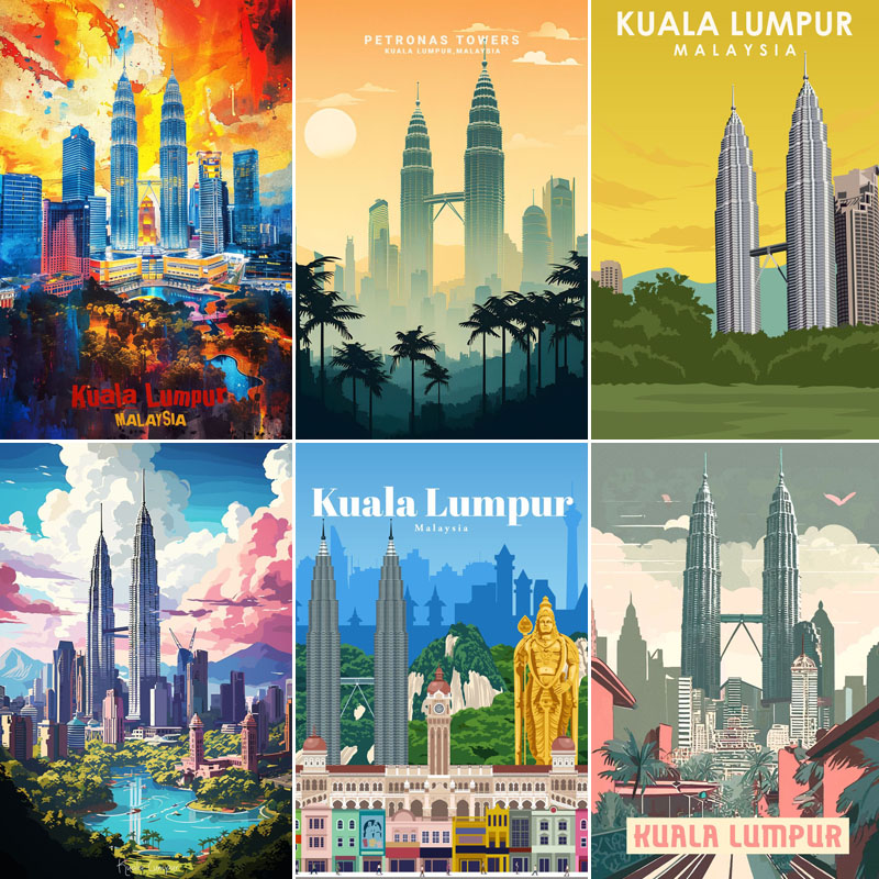 Home Decor Kuala Lumpur - Plakat Metalowy z Motywem Kuala Lumpur