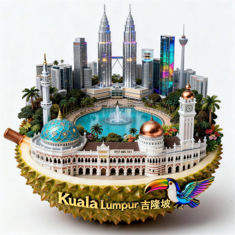 Home Decor Kuala Lumpur - Magnesy na lodówkę z Malezji, metalowe,