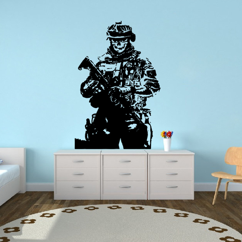 Home Decor Vinyl Flooring - Solider Sniper Skull War Naklejka ścienna