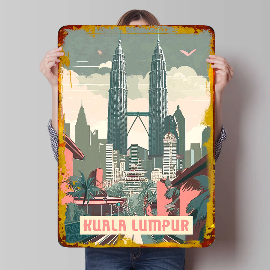 Home Decor Kuala Lumpur - Metalowa grafika ścienna z panorama Kuala