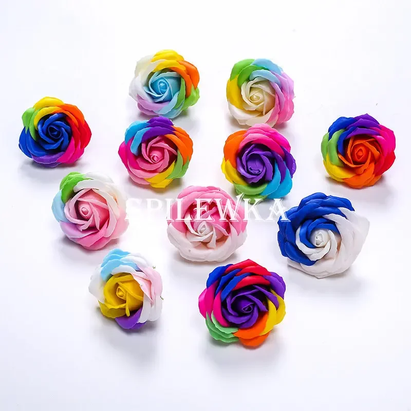 Home Decor Accessories - Spilewka 6X7cm Kolorowa róża Sztuczny kwiat