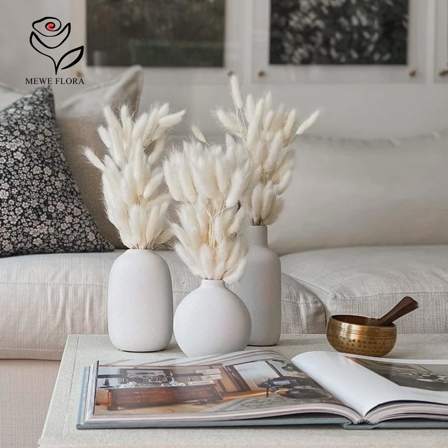 Pampas Grass Decor - 150 SZTUK Białe Naturalne Puszyste Ogonki