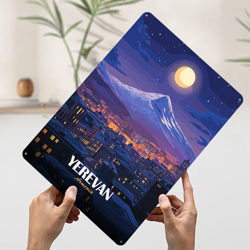 Metalowy plakat z widokiem noc – Home Decor Yerevan recenzja i cena