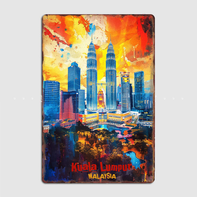 Plakat Metalowy z Motywem Kual – Home Decor Kuala Lumpur recenzja i cena